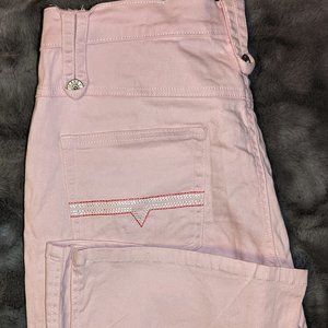 Ladies Pink Lazer Brand Capri Jeans Size 14 Inseam Is 19